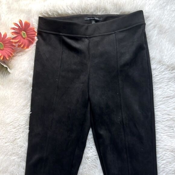 Andrew Marc Black Straight Leg Dress Pants Faux Suede Stretch Size Medium - Picture 3 of 6
